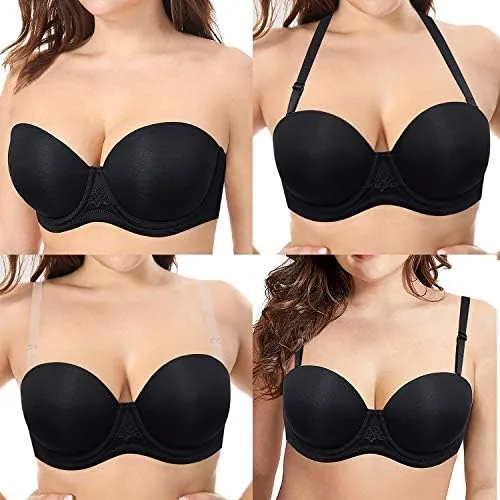 ybcg strapless convertible multiway underwire bra with clear strap for women black 38ddd38f